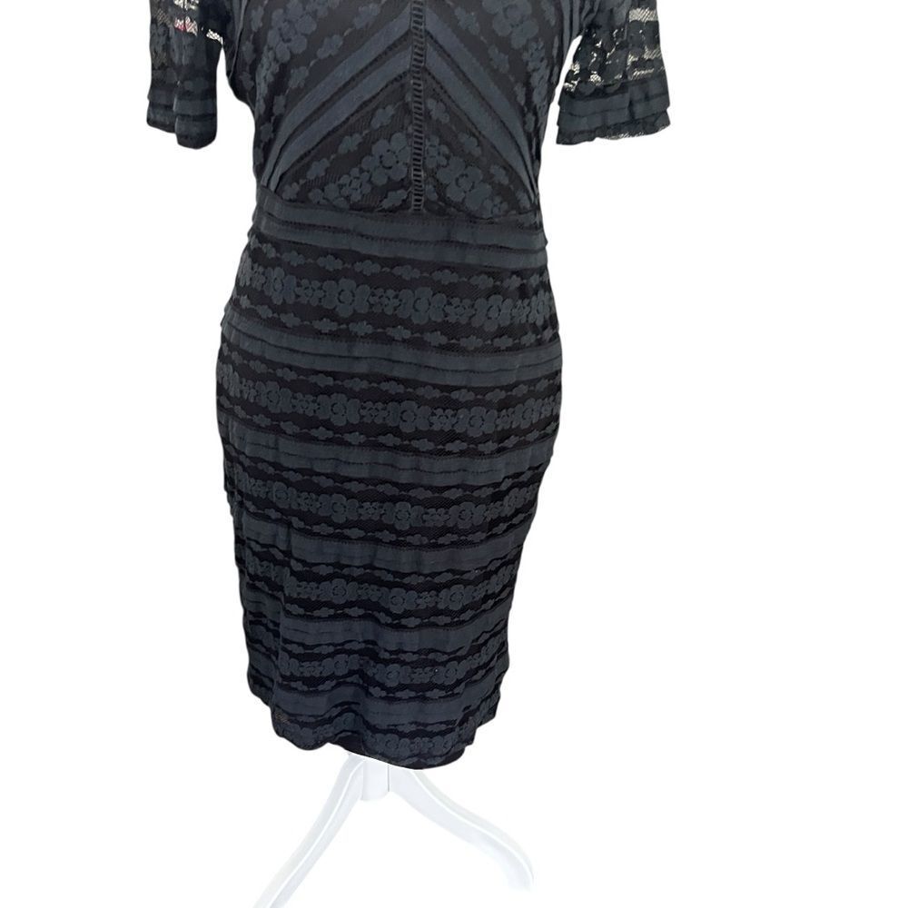 JessaKae Black Lace Sheath Midi Dress Short Sleeve Cocktail Wedding M - Picture 4 of 9